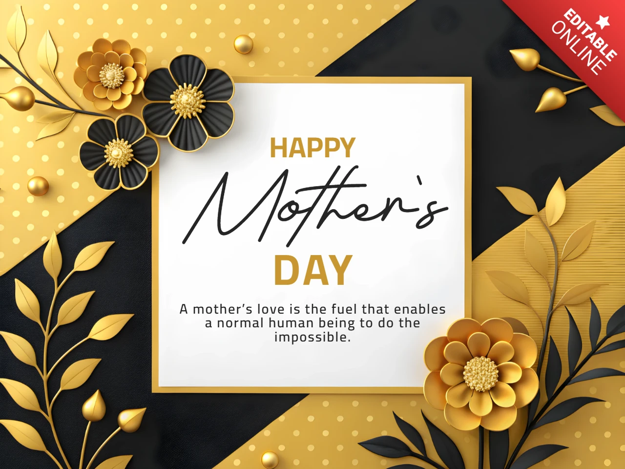 Elegant Floral Mother's Day Template Design with Gold Accents