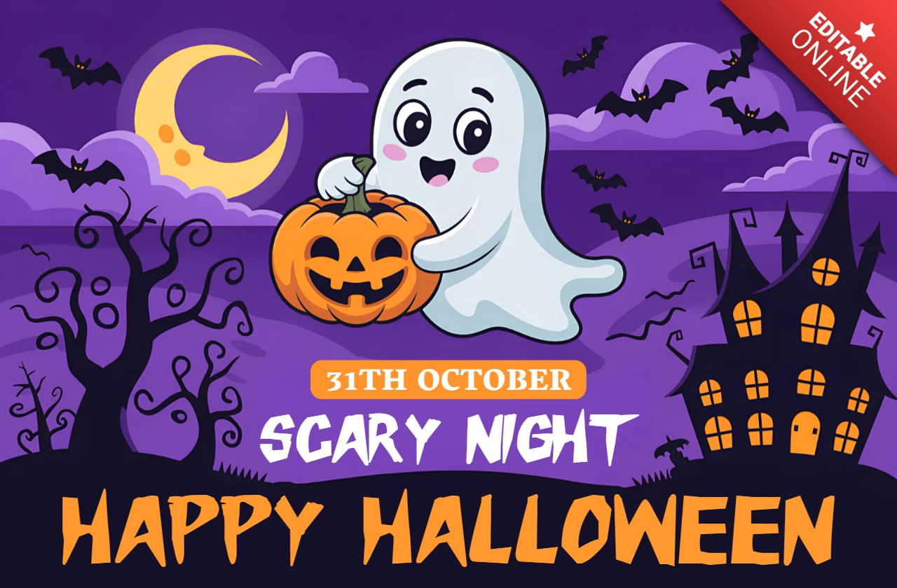 Playful Halloween Ghost Design Template for Festive Party Invitations