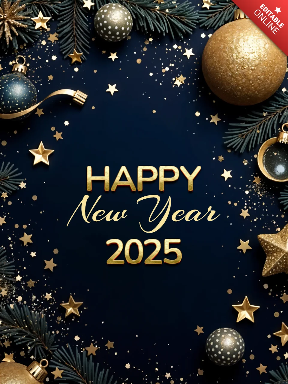 Luxury Happy New Year 2025 Celebration Design Template