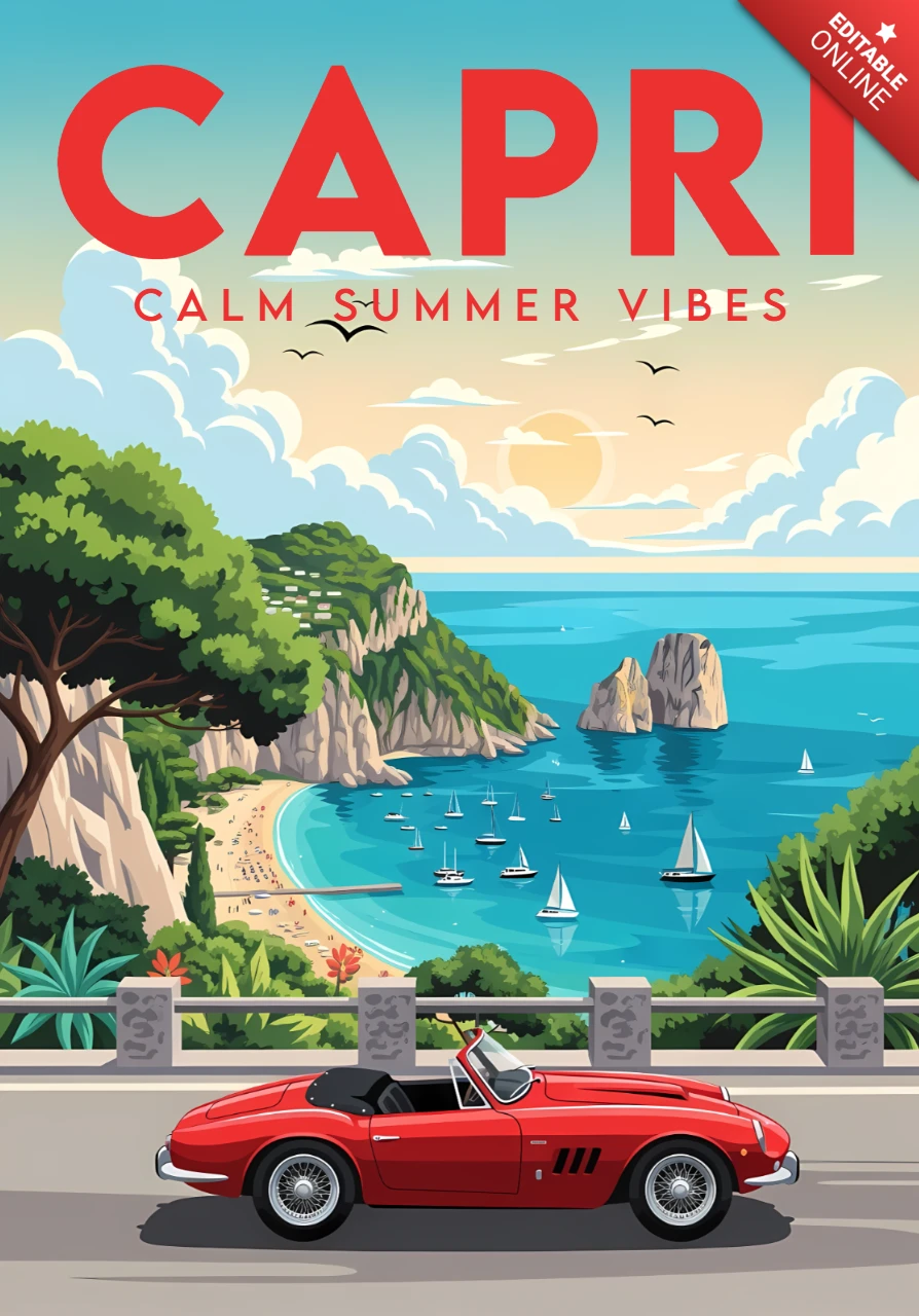 Capri Summer Vibes Design Template for Travel Posters