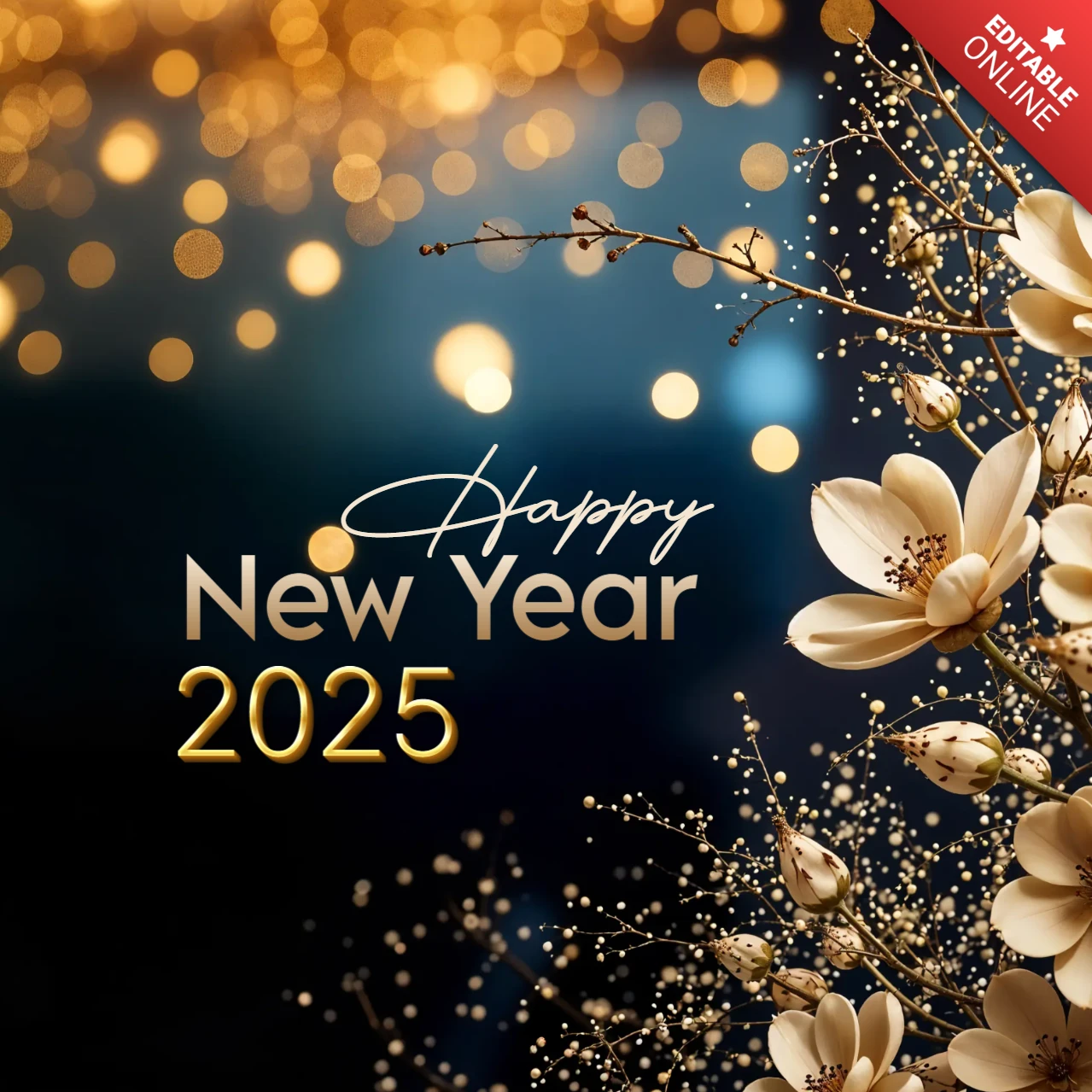Bonne année 2025 modèle floral élégant