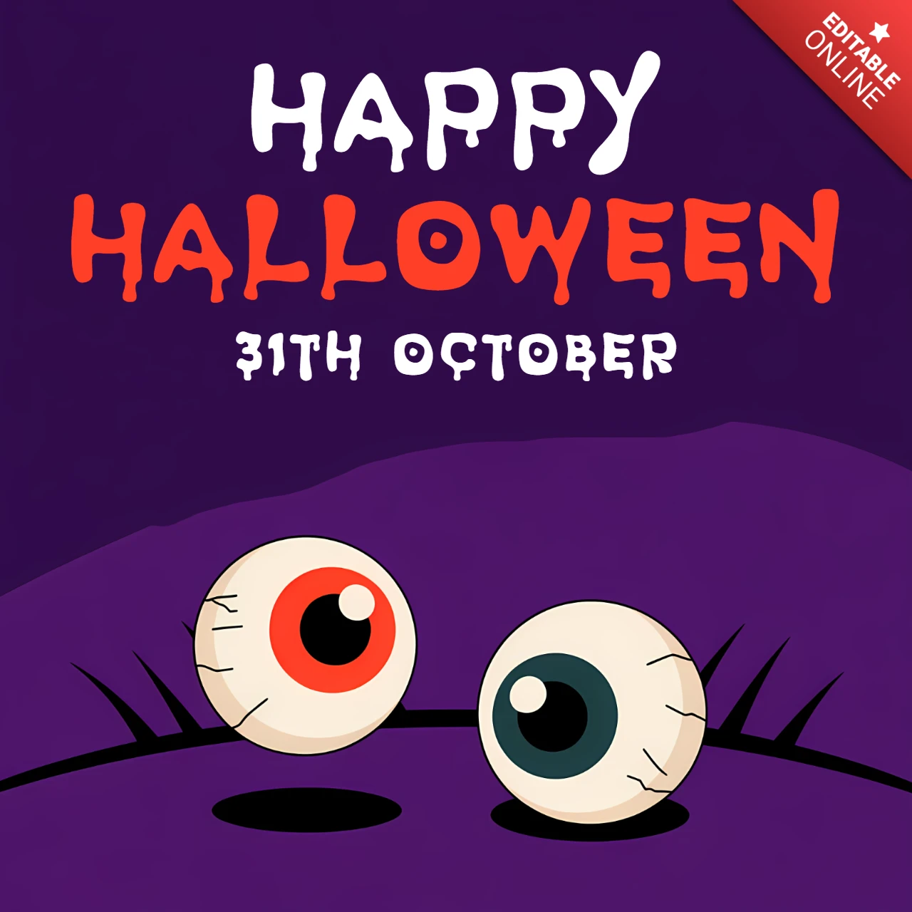 Spooky Halloween Design Template with Cartoon Eyes for Party Invitations