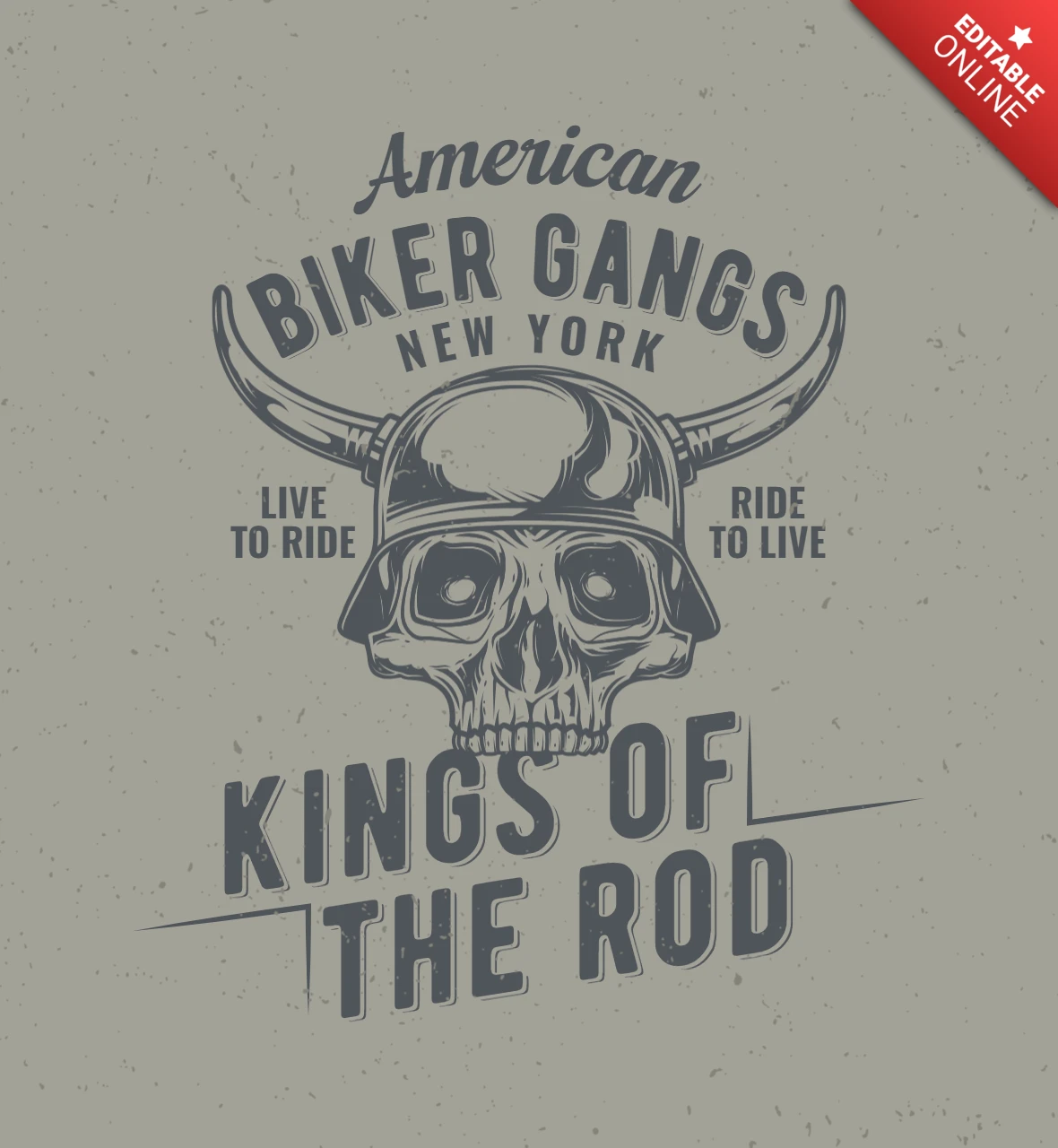 Motorcycle Biker's Skull T-Shirt Design Template