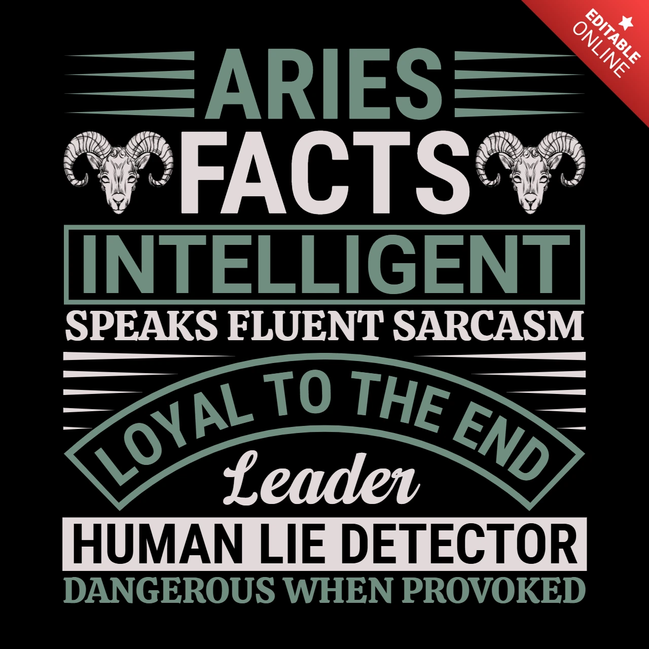 Ram feiten intelligente leider sterrenbeeld t-shirt ontwerp sjabloon