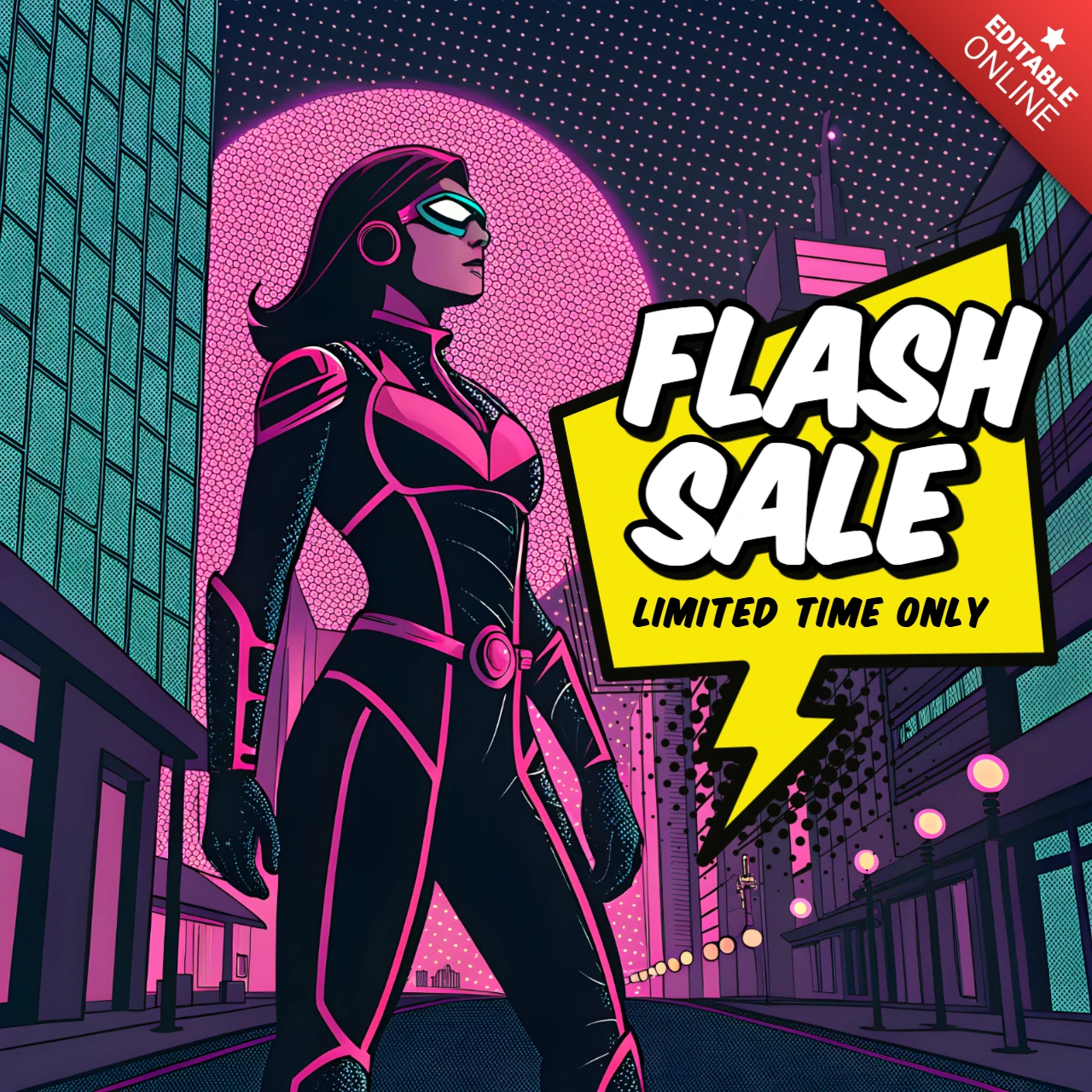 Flash-Sale-Superhelden-Designvorlage für Werbeplakate