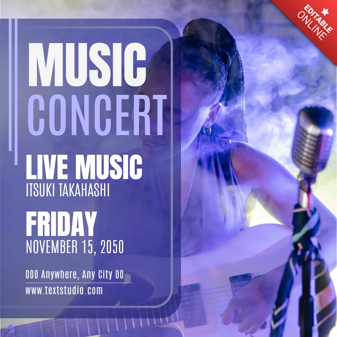 Affiche de concert de musique live avec modèle d'éclairage de scène
