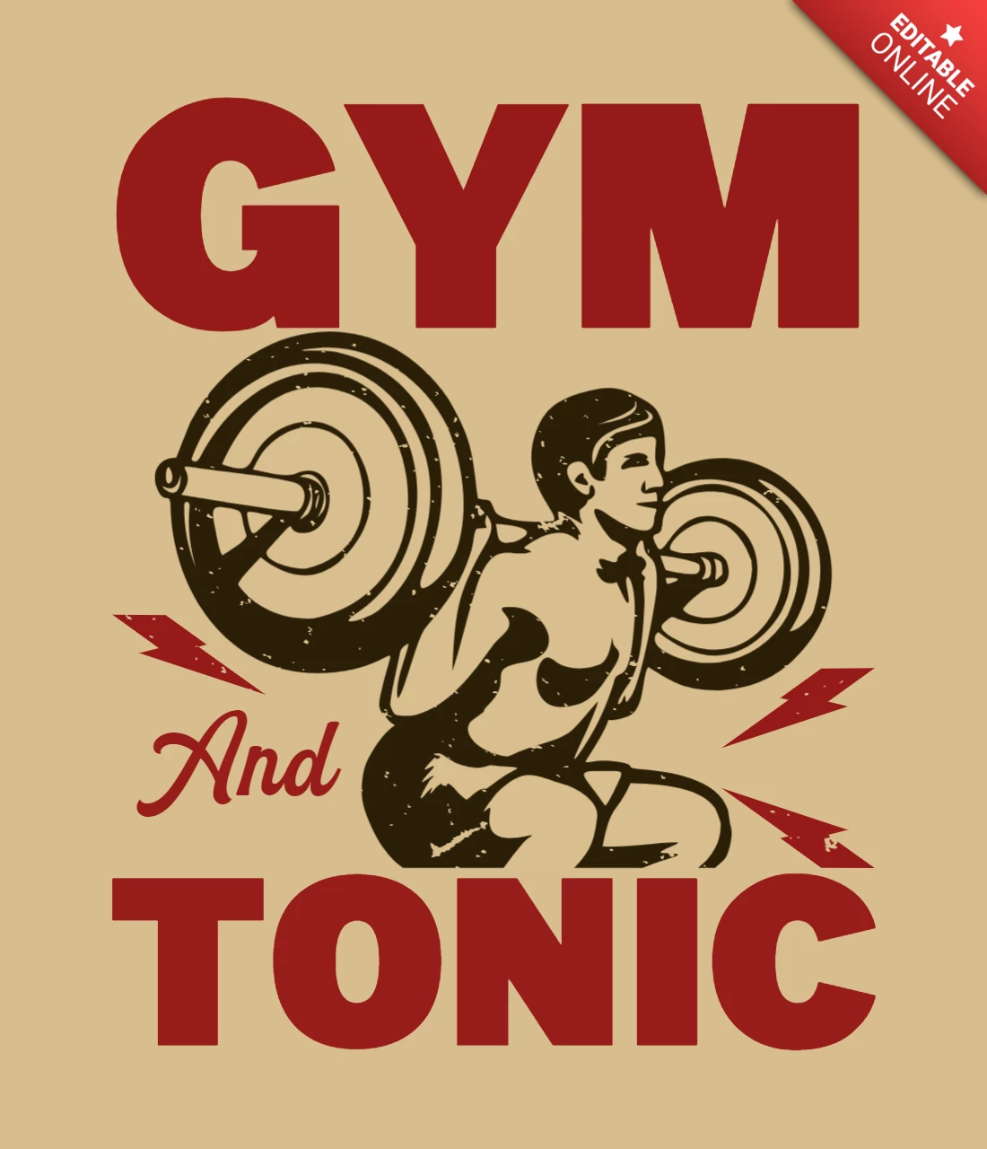 Man gewichtheffen vintage t-shirt ontwerpsjabloon