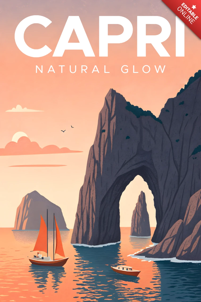 Capri natuurlijke glans vintage reisposter ontwerp sjabloon voor wanddecoratie