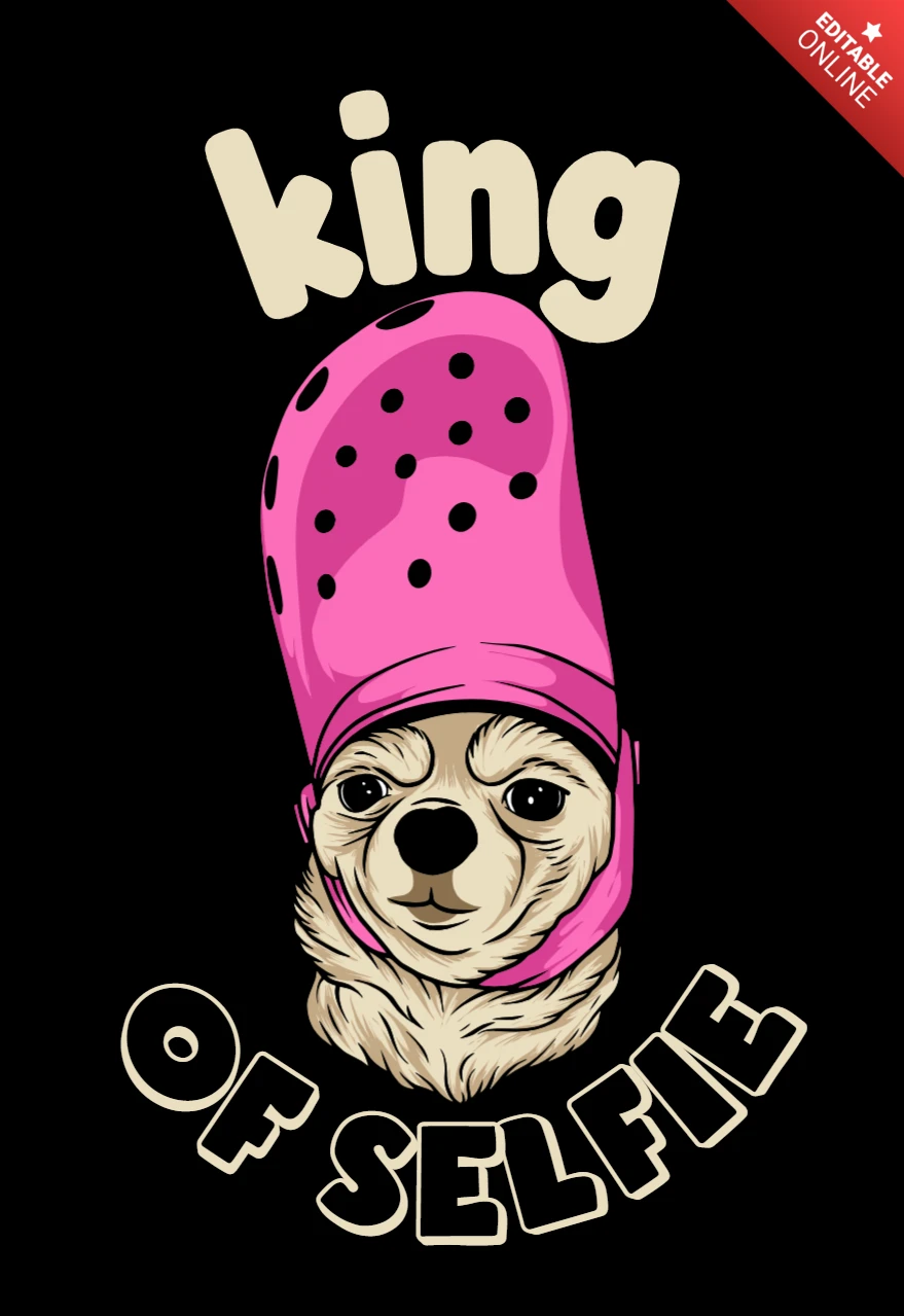 Rei do selfie, cabeça de crocs engraçada, cartoon para template de design de t-shirt streetwear ousada