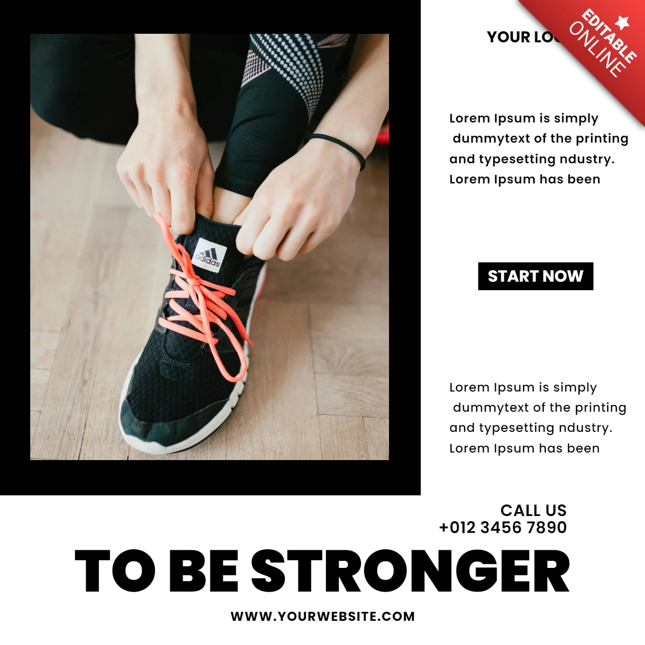 Minimalist White Gym Center Instagram Post Design Template