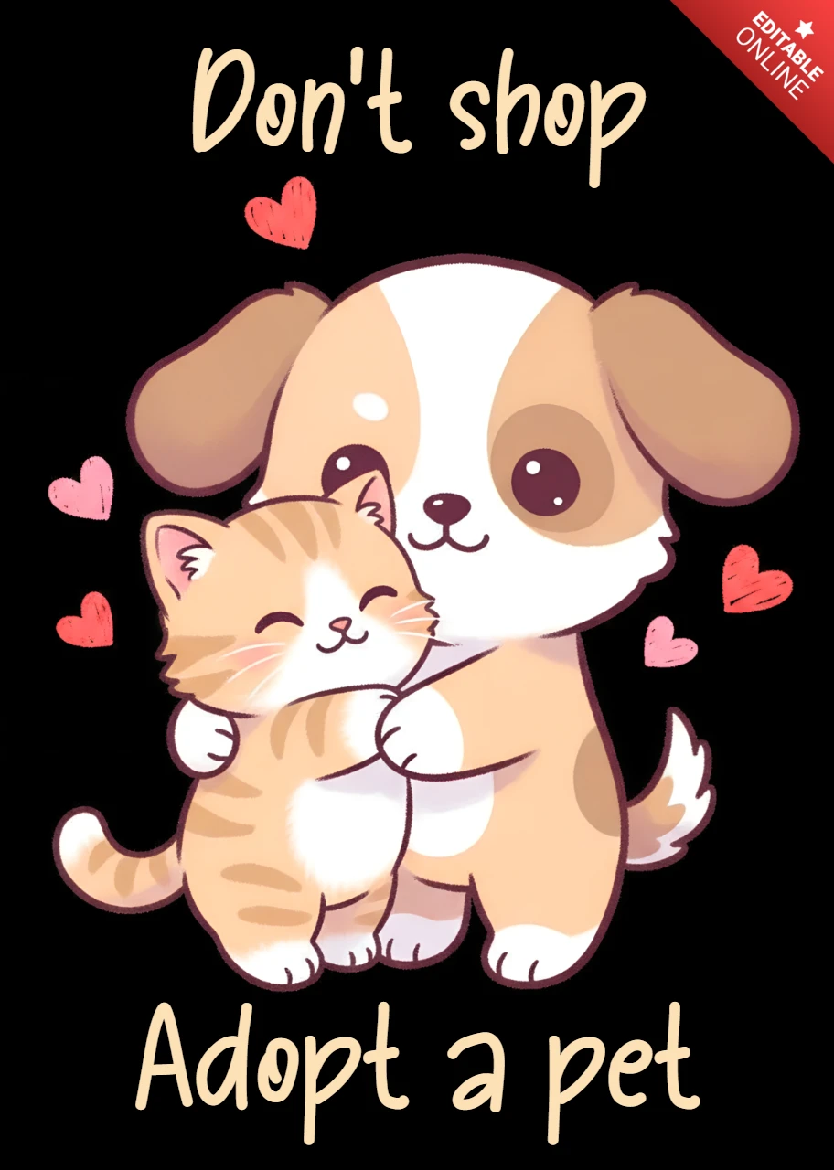 ペットを飼うデザインテンプレート かわいい動物のイラスト Tシャツ用