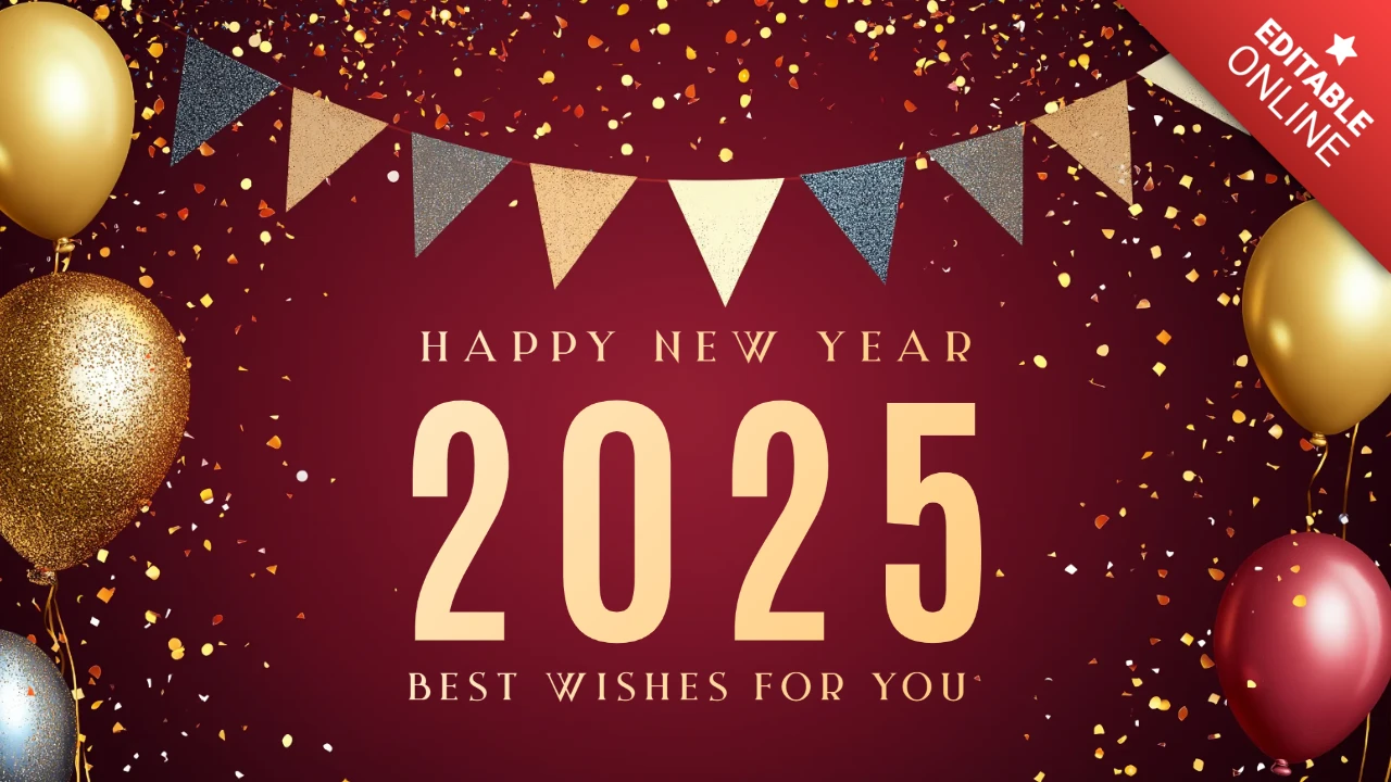 2025 festliche luftballons und konfetti neujahrsfeier vorlage