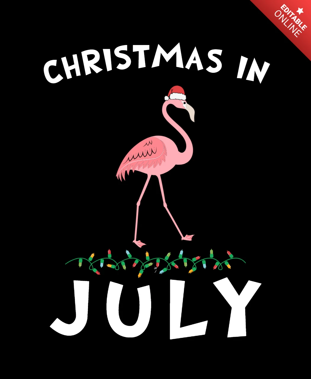 Modelo de design de camiseta de flamingo rosa para o Natal em julho