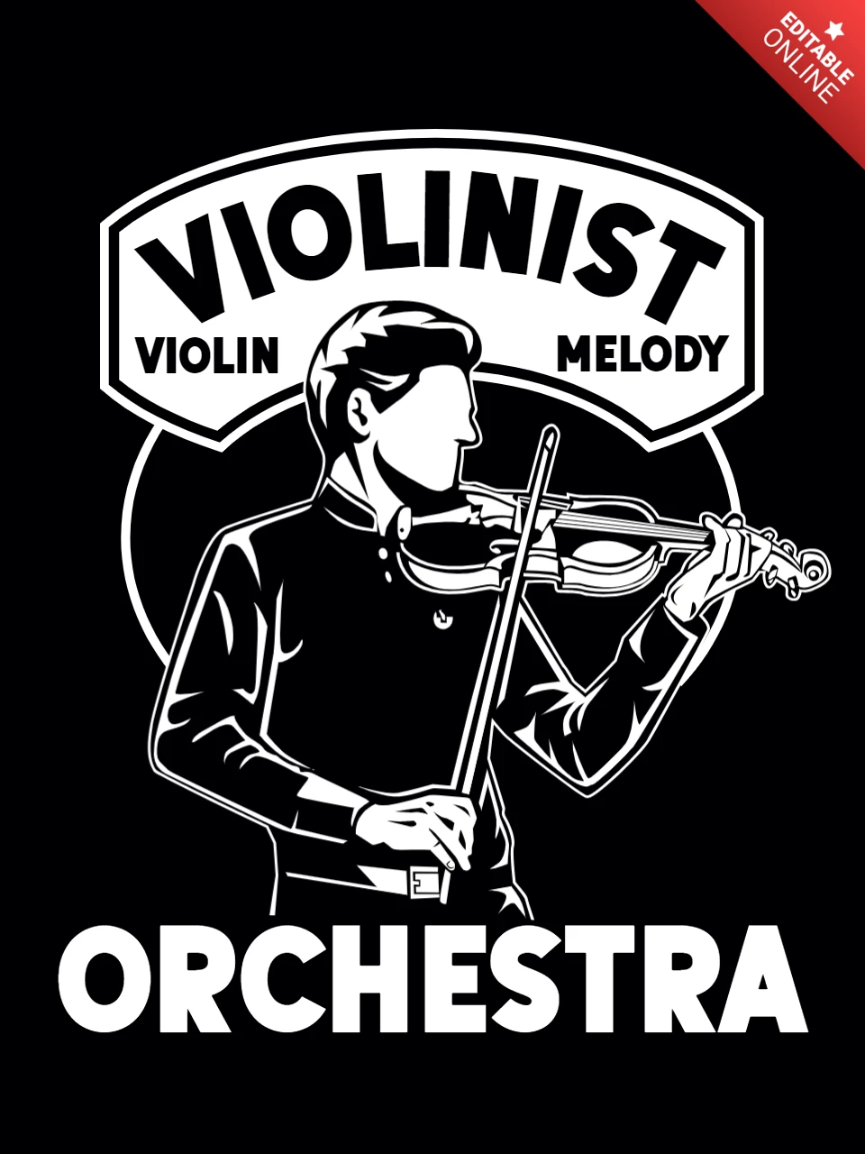 Retro Violinist Character T-Shirt Design Template
