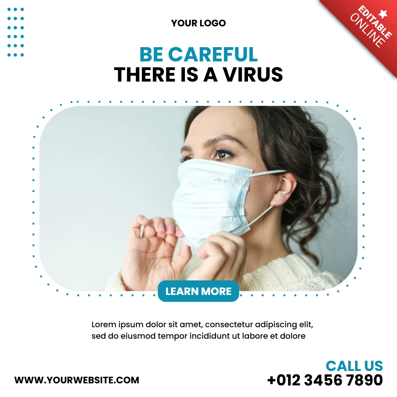 Coronavirus Awareness Medical Instagram Post Design Template