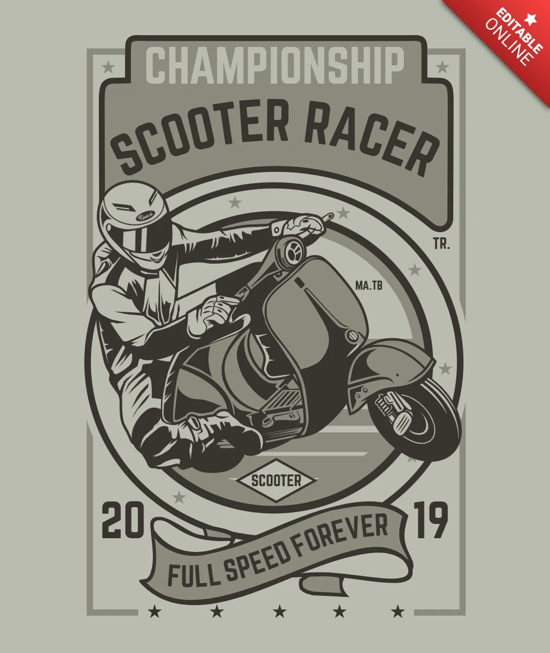 Motorroller rennfahrer t-shirt design vorlage