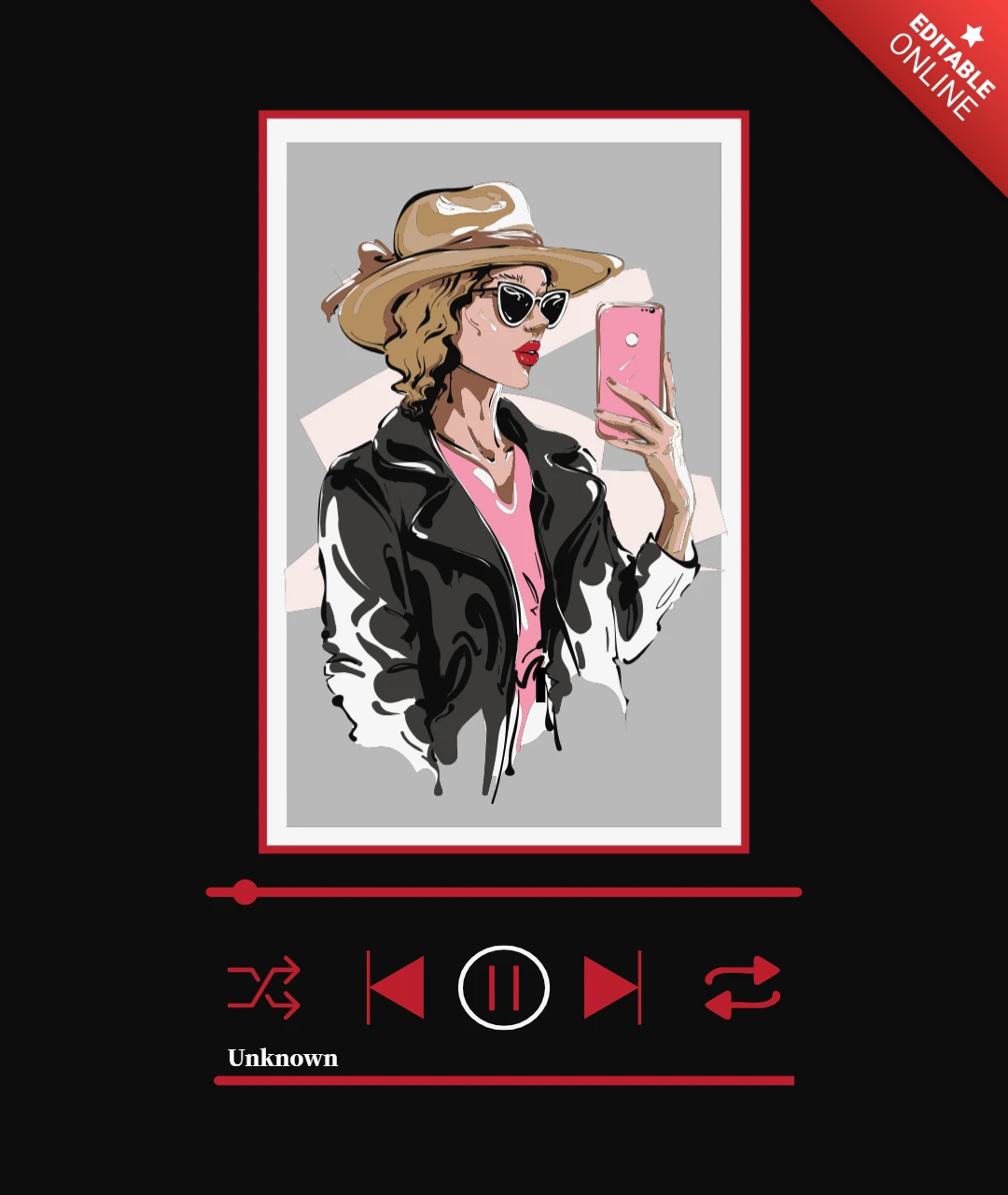 Vintage Girl Music Player T-Shirt Design