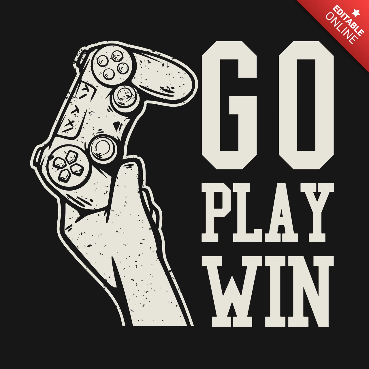 Hand met gamepad vintage t-shirt ontwerpsjabloon