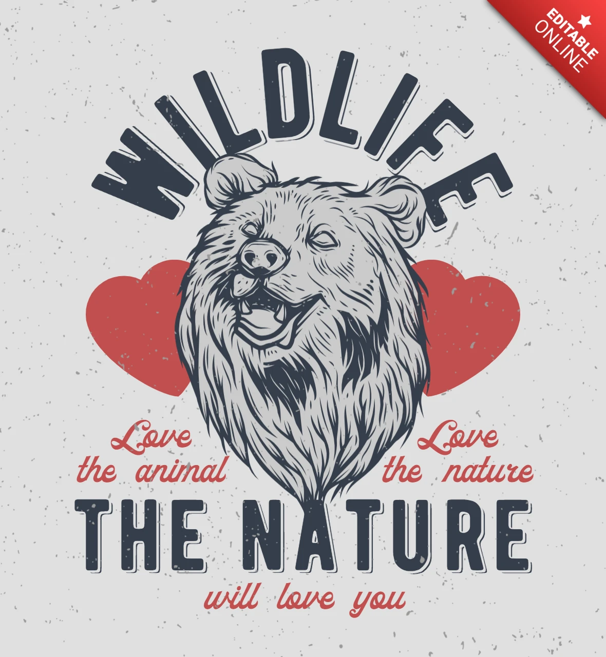 Wildlife Bear Head T-Shirt Design Template