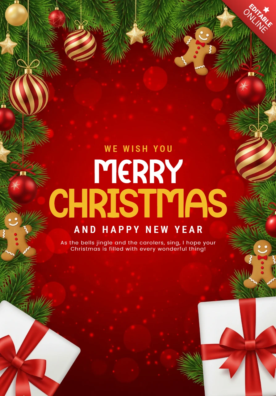 Jingle Bells & Gingerbread Dreams Christmas Card with Heartfelt Holiday Message