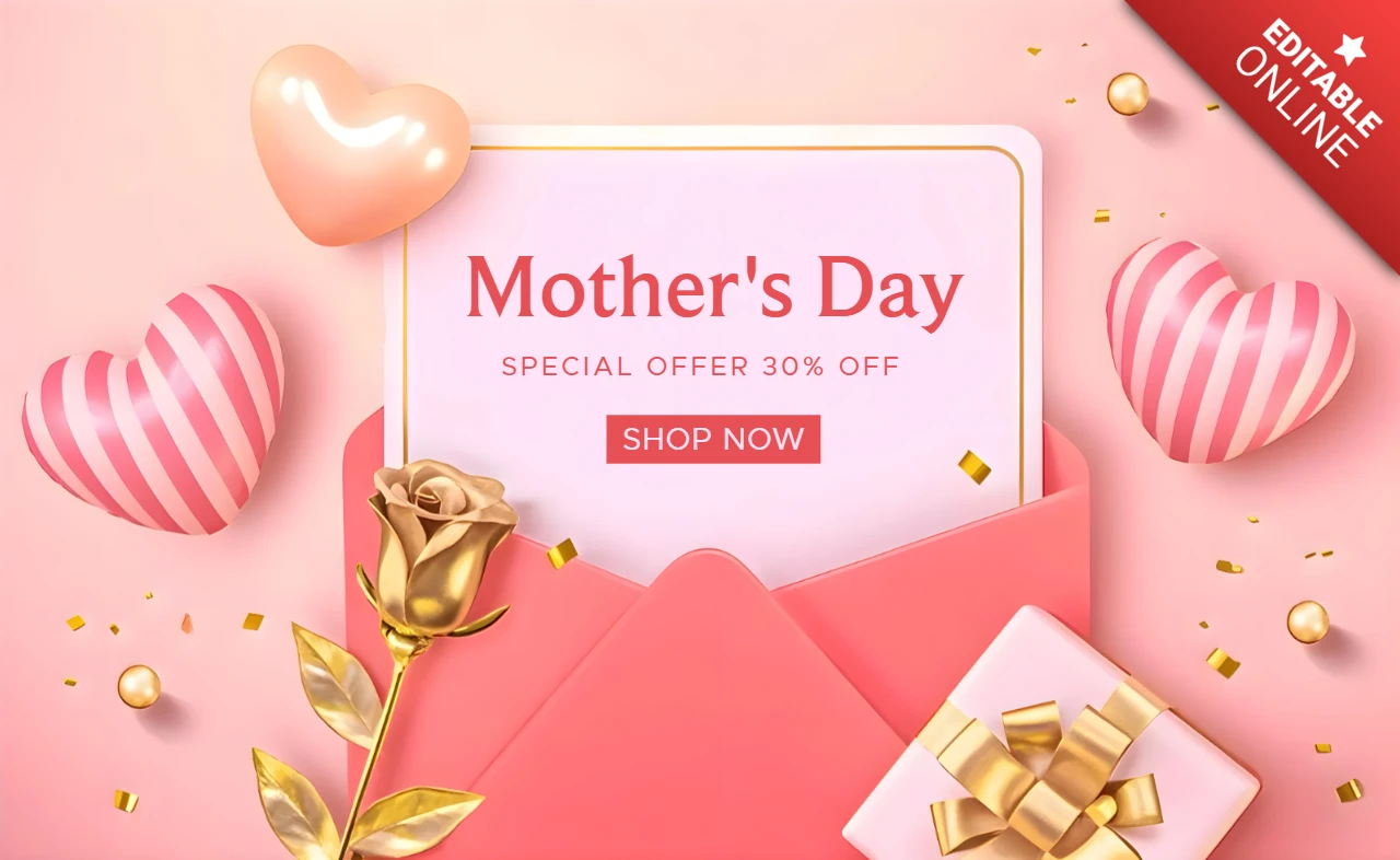 Mother's Day Celebration Design Template - Elegant Pink Floral and Heart Theme