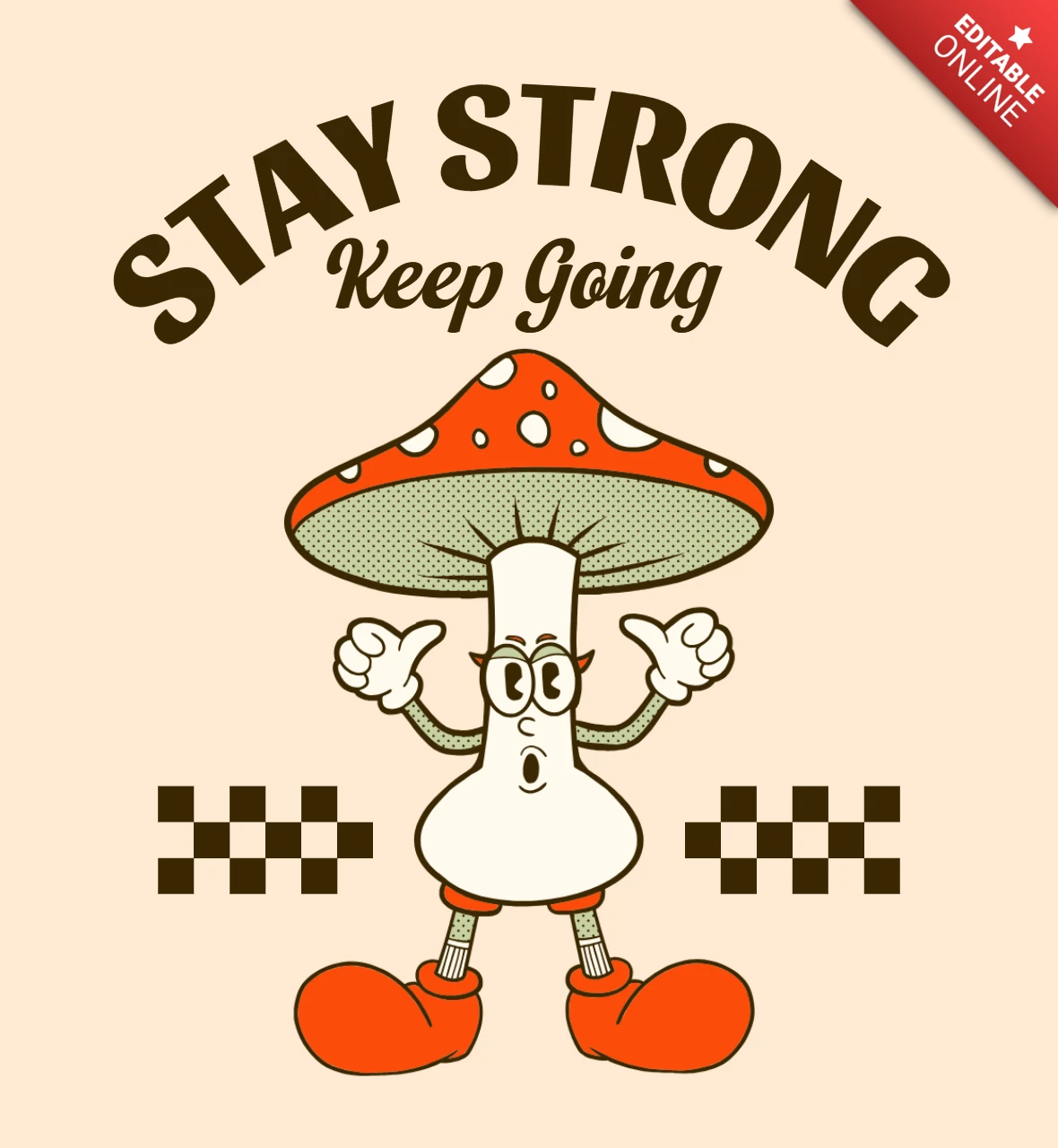 Keep Growing, Keep Smiling Cheerful Flower Character with a Motivational T-Shirt Design Template