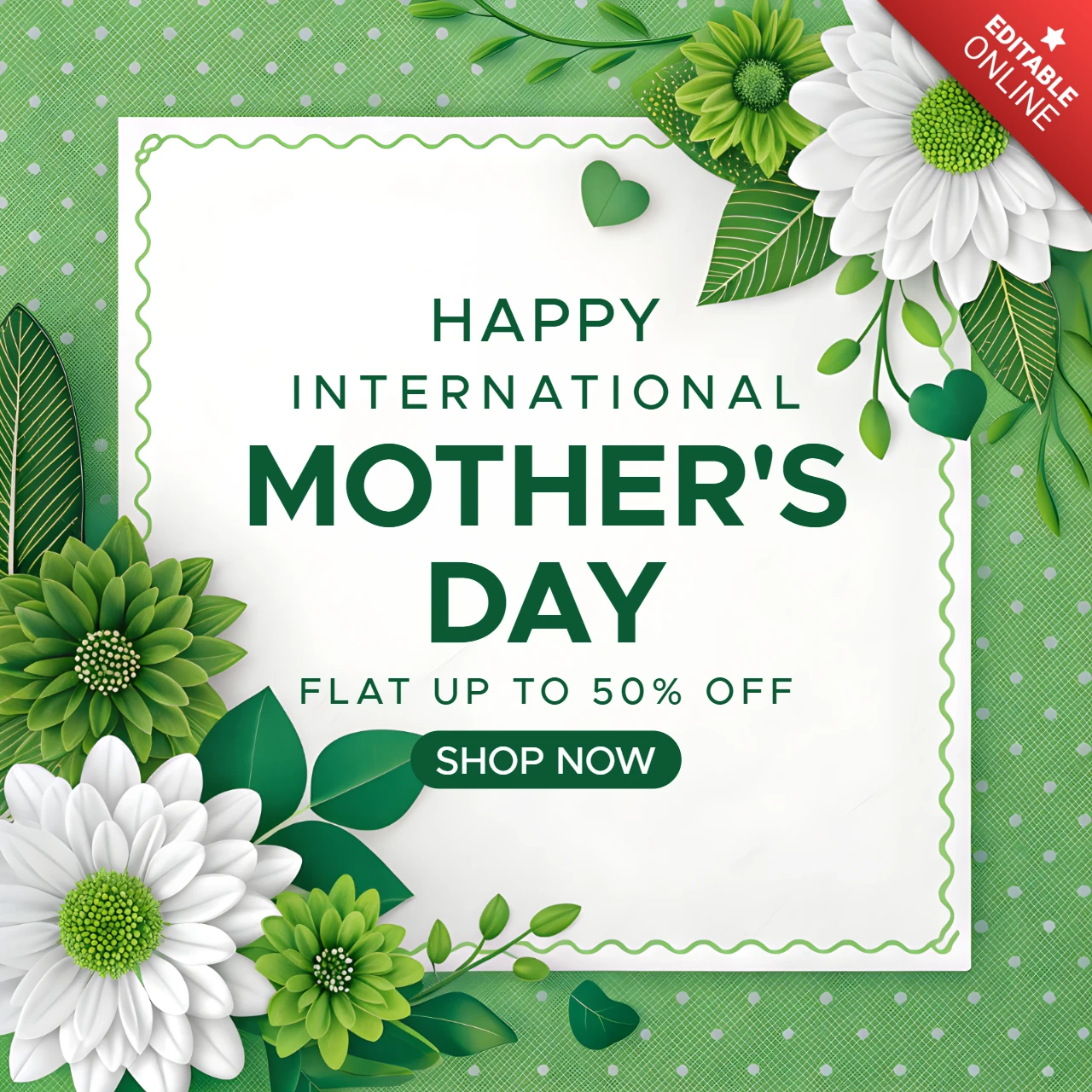 Floral Muttertag Promotion Vorlage - editierbar grünes Design