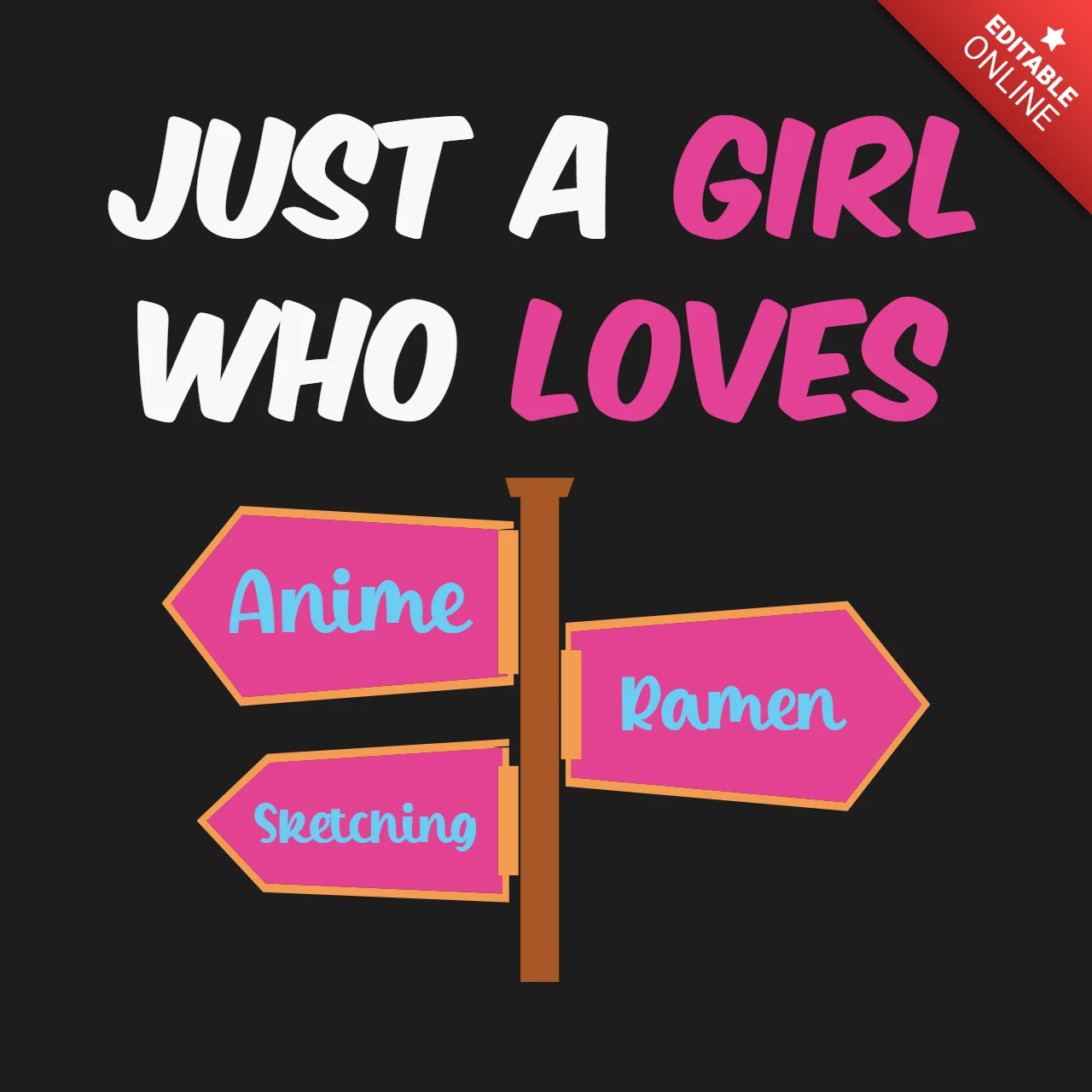 Sadece anime ramen seven ve tişört tasarımı çizen bir kız