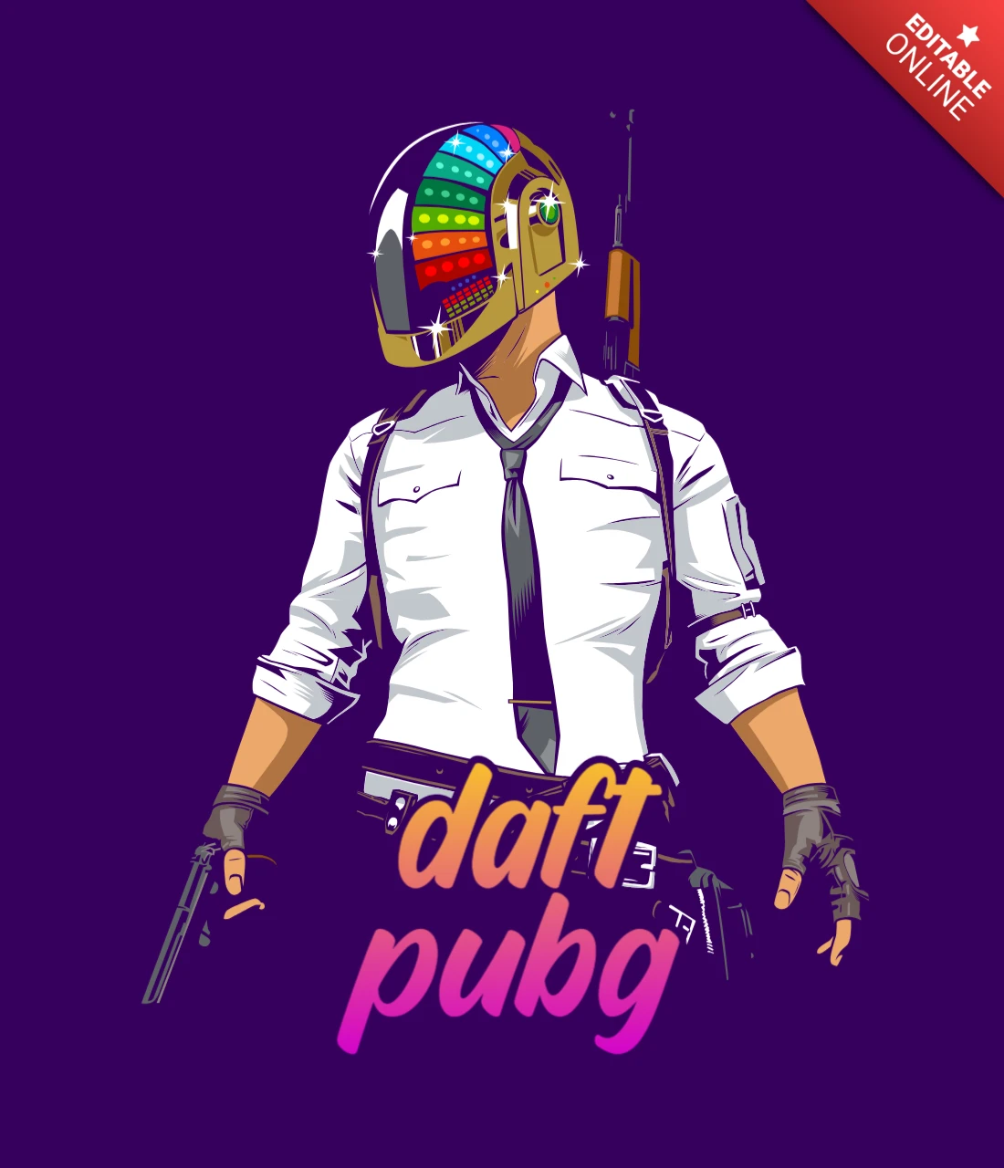 Daft pubg punk parodia plantilla de diseño de camiseta