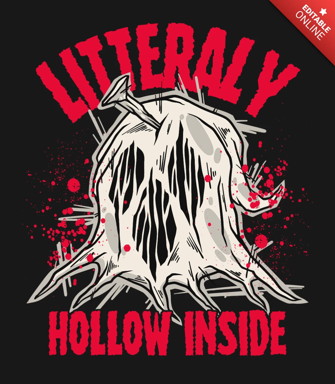 Grunge Style Hollow Inside Tree Design Template for Creative Projects