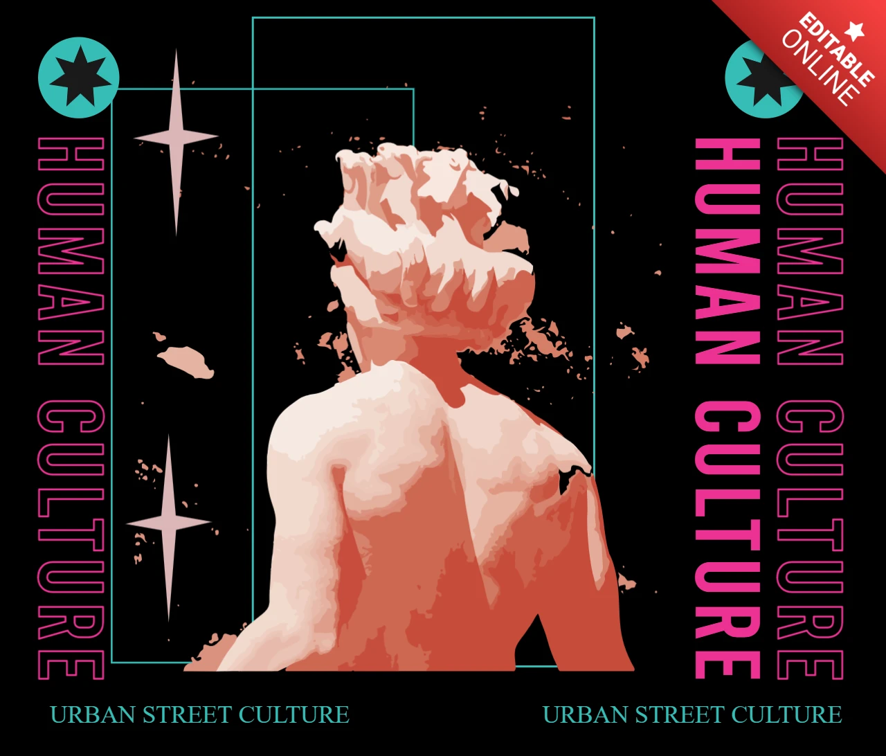 Urban Street Culture Design Template with Artistic Statue for Apparel and Merchandise