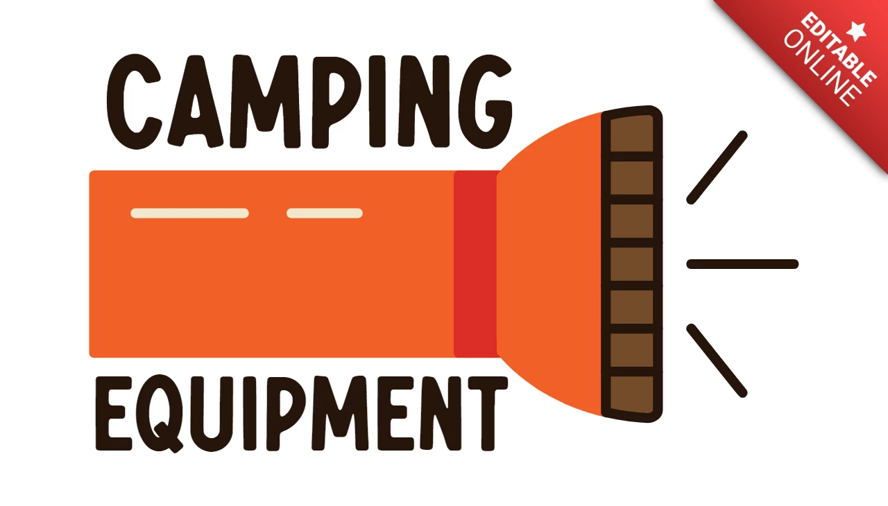 Camping Equipment Flashlight Logo Template Design