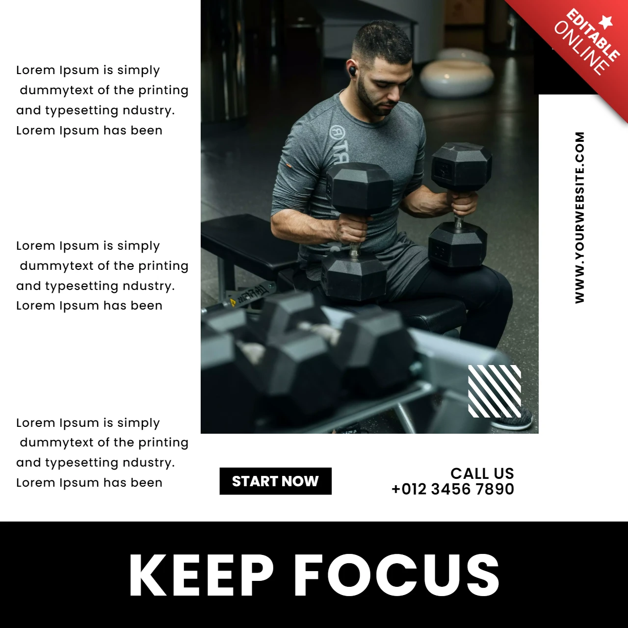 Keep Focus Gym Center Advertising Instagram Post Design Template