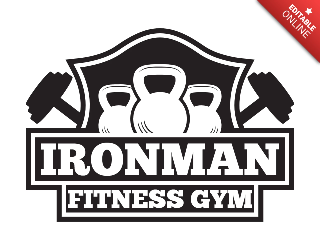 Iron Man Gym Center Logo Design Template