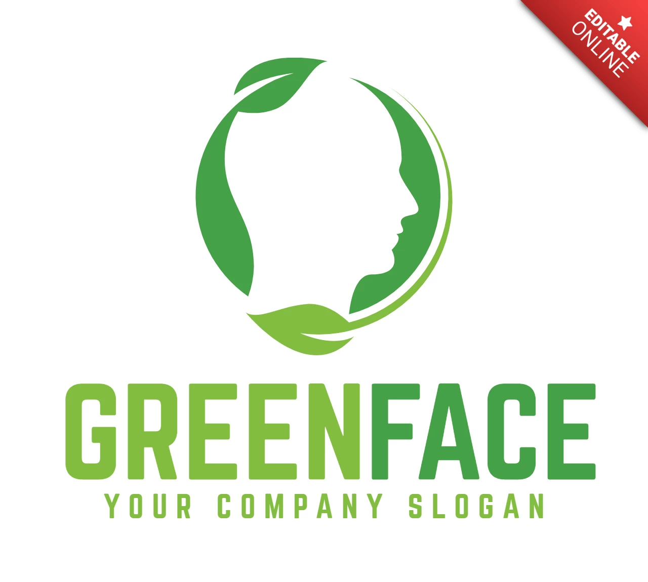 Modèle de conception de logo naturel visage vert