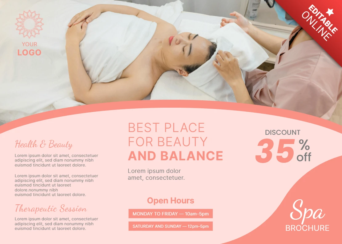 Design elegante di brochure per spa per la promozione della bellezza e del benessere