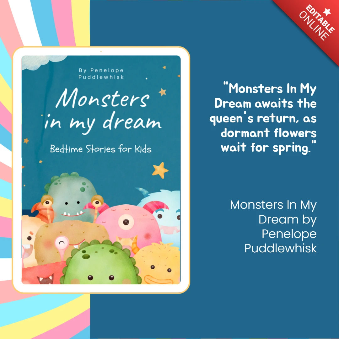 Monsters in my dream bed time story book instagram post design template