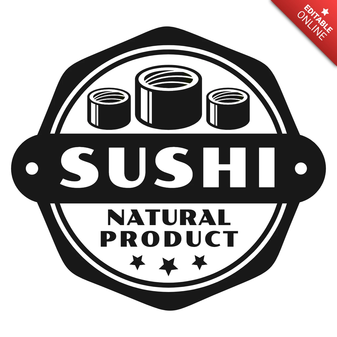 Modèle de logo pour les produits naturels Sushi
