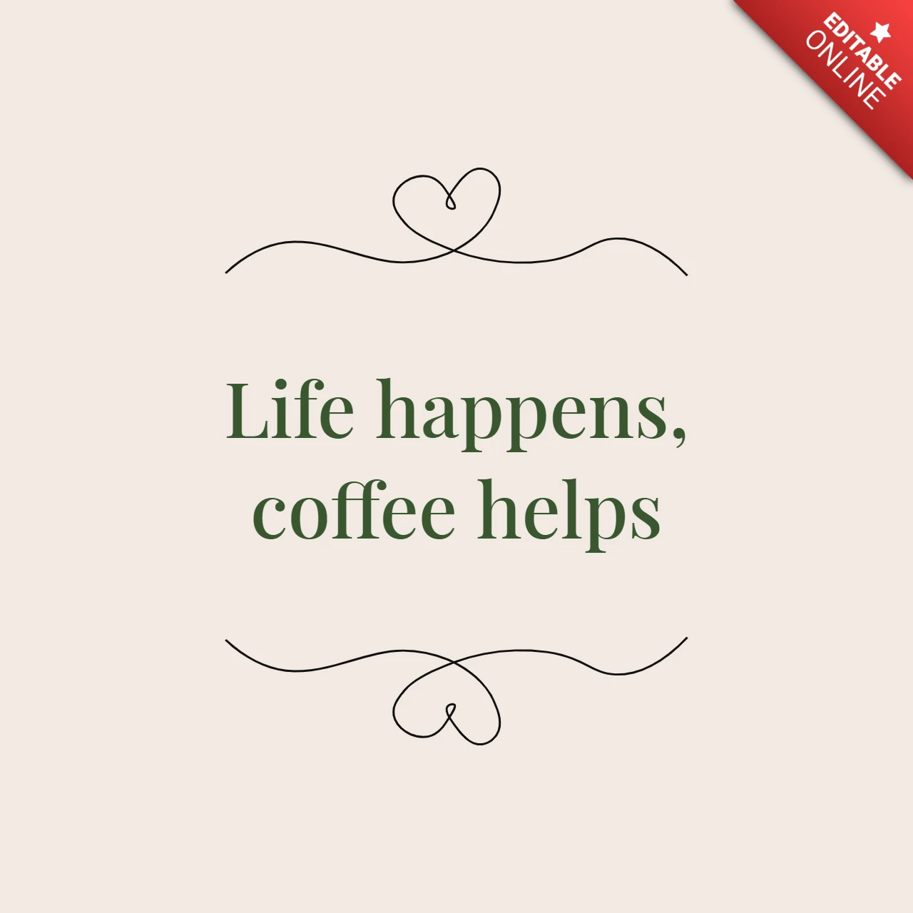 La vie et le café, citation abstraite et inspirante, modèle de conception de post instagram