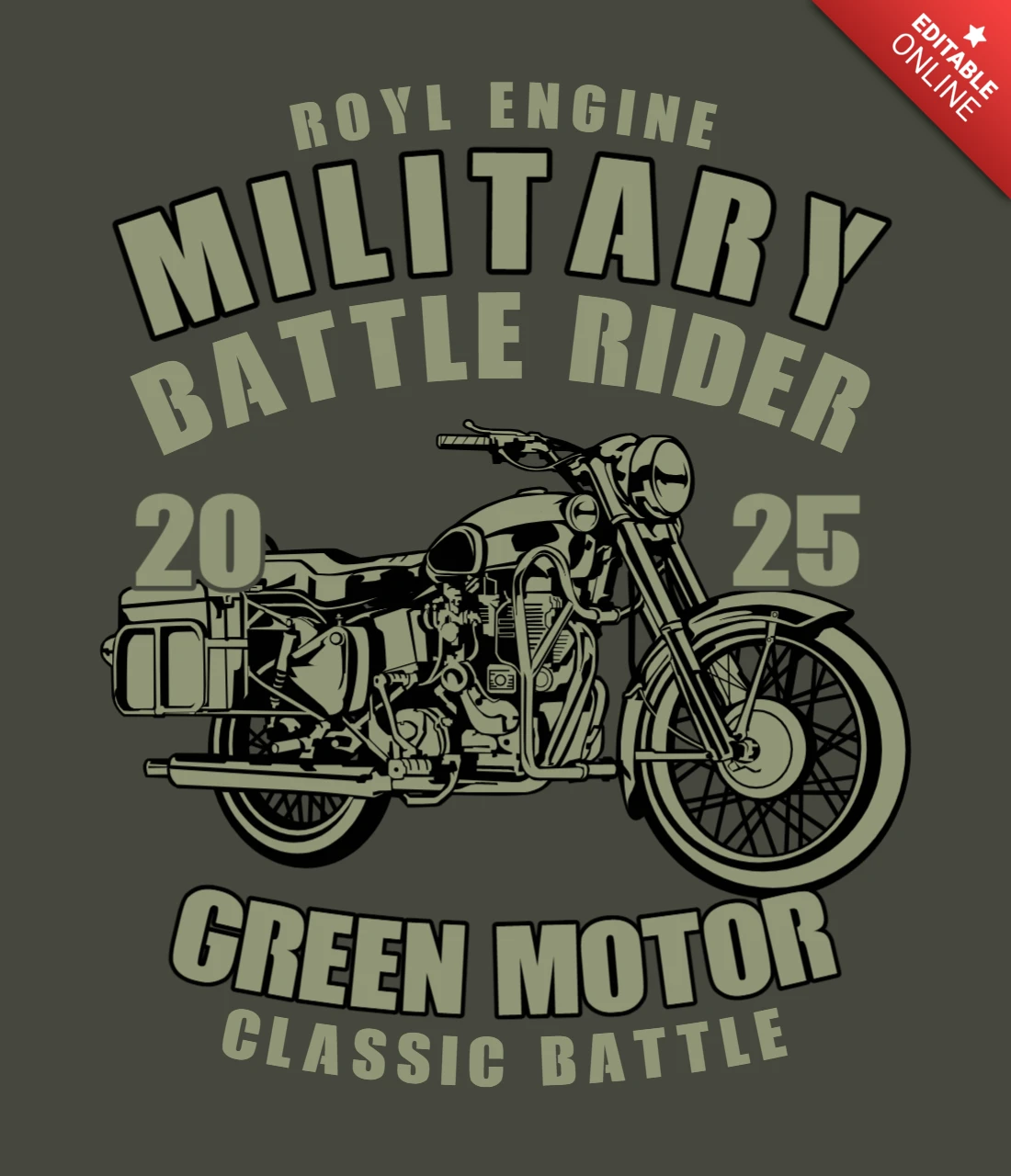 Military Battle Rider Vintage T-shirt Design Template