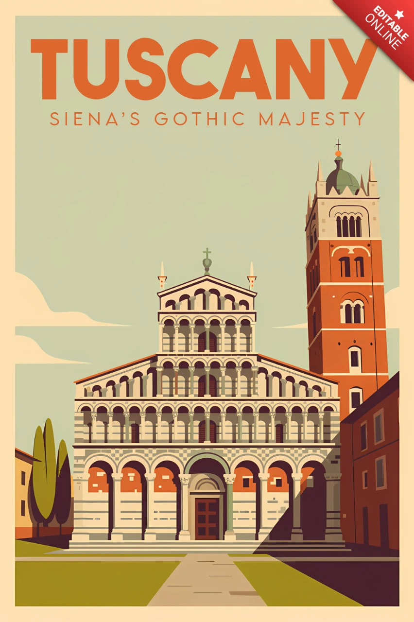 Vintage Tuscany Design Template for Travel Posters Featuring Gothic Architecture