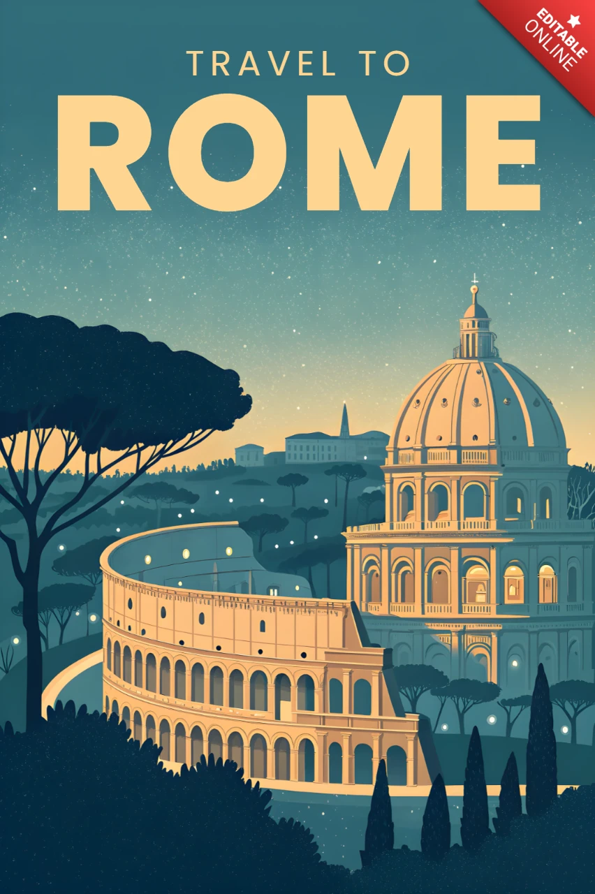 Vintage-Reise-Designvorlage für Rom-Poster