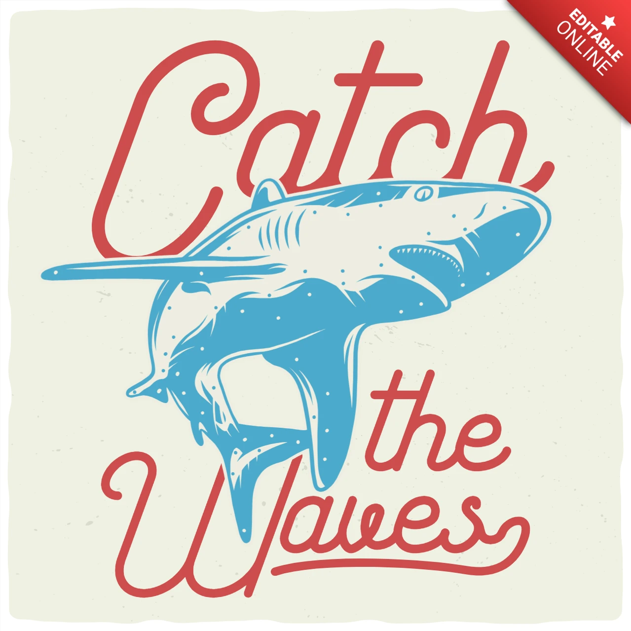 Szablon koszulki Catch the waves z rekinem