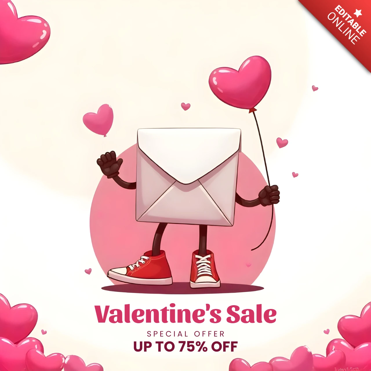 Valentijnsuitverkoop promotiesjabloon ontwerp - tot 75% korting