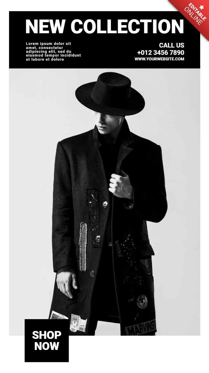 Menswear Monochromatic Ad Instagram Story Post Design Template