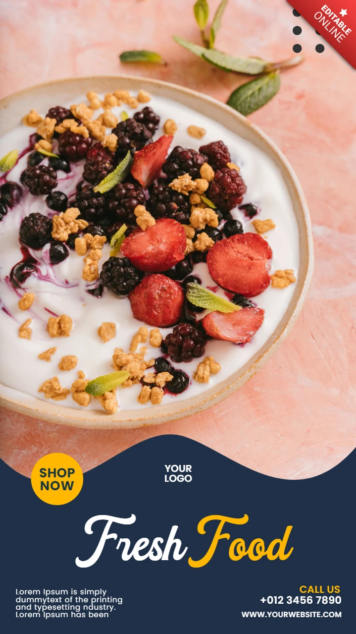 Frische Lebensmittel Restaurant Werbe-Instagram Geschichte Post Design-Vorlage