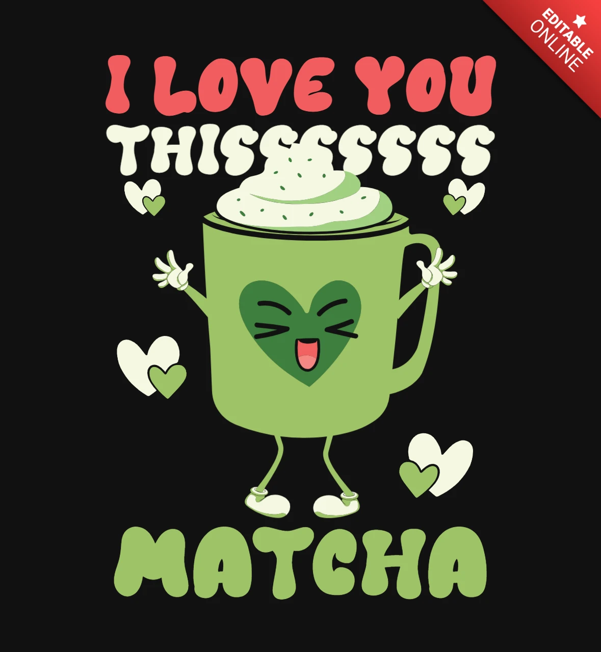 Modèle de t-shirt de la Saint-Valentin au matcha