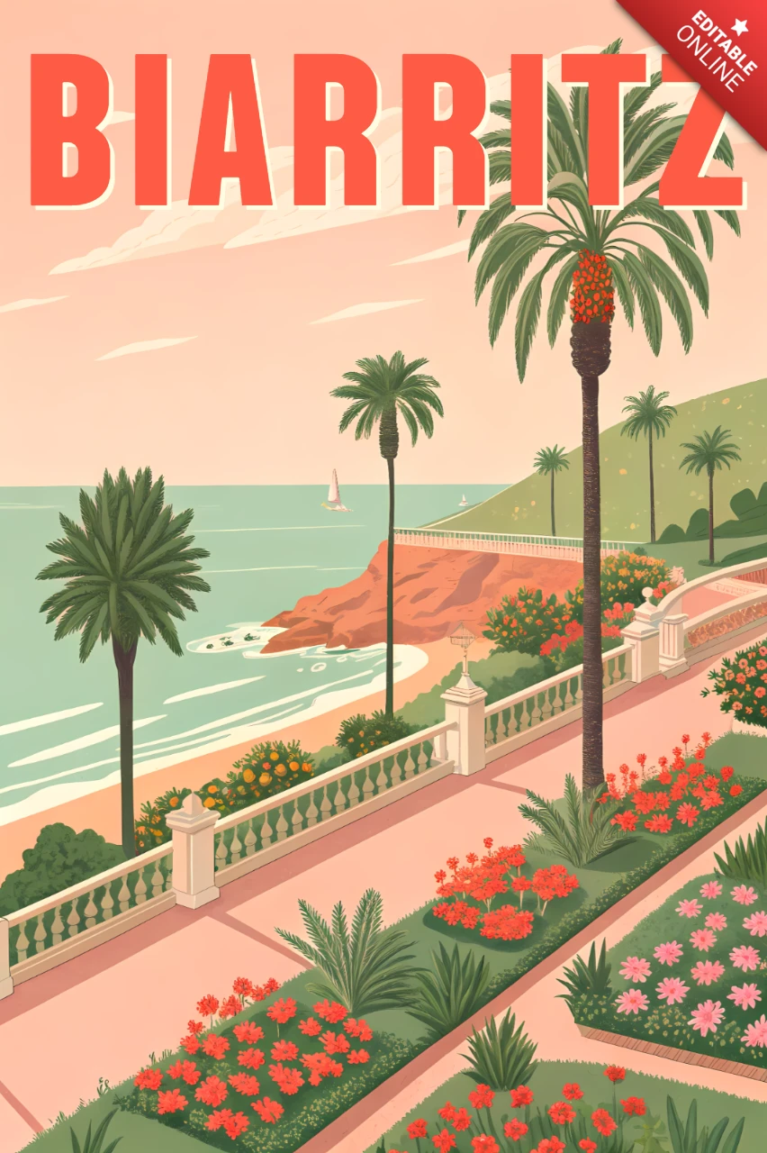 Retro Biarritz Design Vorlage für Reiseposter