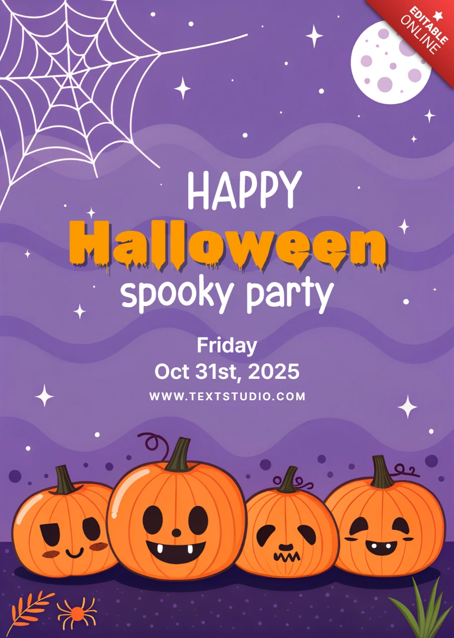 Invitation de fête d'Halloween avec citrouille au design fantaisiste