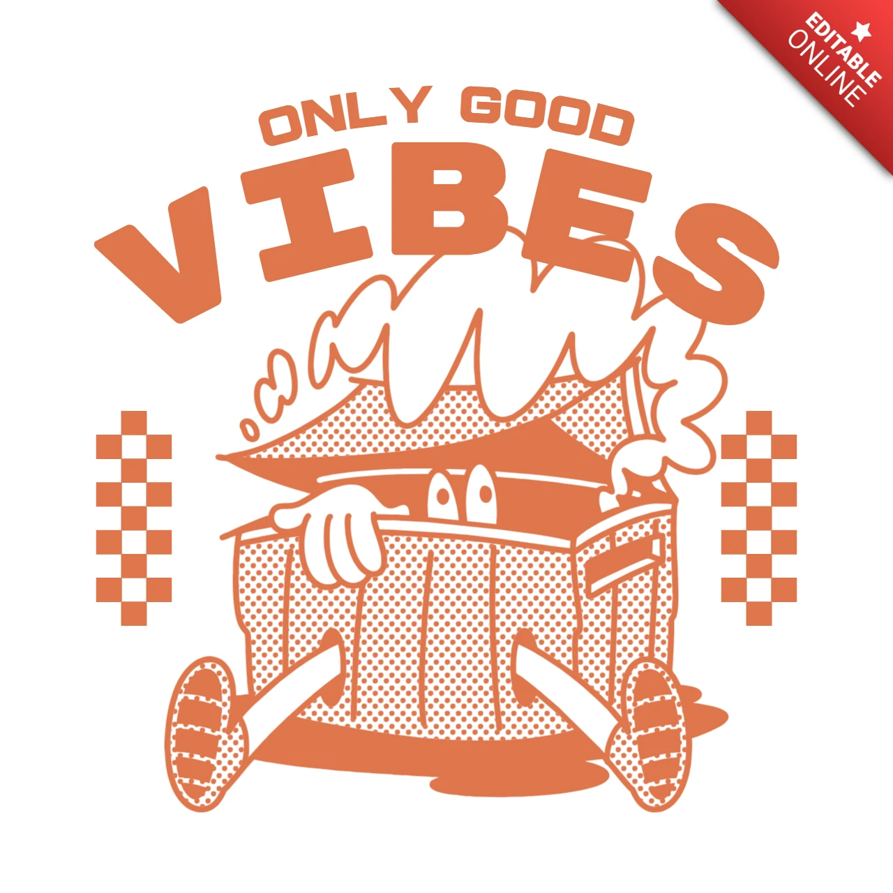 Retro Cartoon Style Design Template: Only Good Vibes